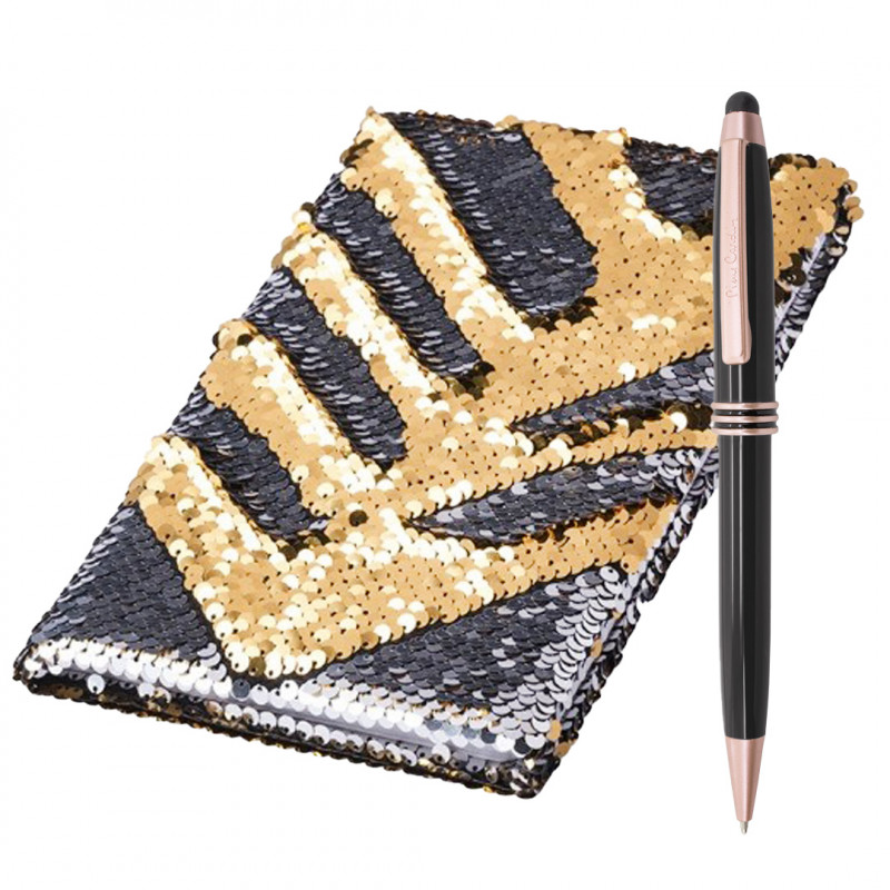 Libreta de Lentejuelas Reversible con Bolígrafo Pierre Cardin Libreta de Lentejuelas Reversible con Bolígrafo Pierre Cardin
