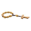 Pulsera Rosario de Madera Presentado en Caja Kraft y Adhesivos de Comunión