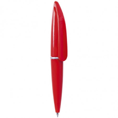 Monedero rojo intenso con bolígrafo pequeño a juego presentado en bolsa de papel de regalo con adhesivo para bodas