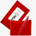 Monedero Rojo Intenso con Bolígrafo Pequeño a Juego Presentado en Bolsa de Papel de Regalo con Adhesivo para Bodas