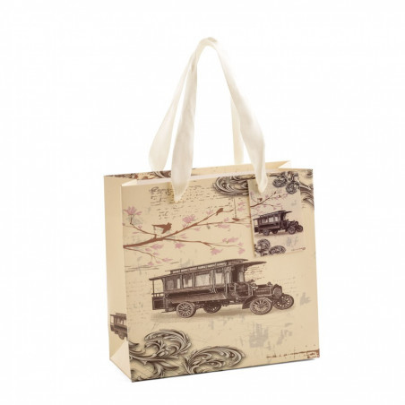 Posavasos de tronco de madera con cordón yute y bolsa de papel estilo vintage