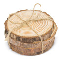 Posavasos de tronco de madera con cordón yute y bolsa de papel estilo vintage
