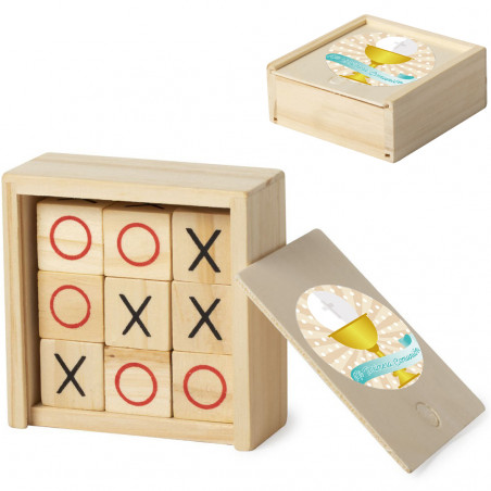 Tres en raya t cubos con adhesivo de comunión para detalle juego Comunión