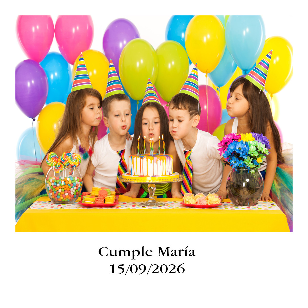 Adhesivo personalizado 5x5cm con foto y texto
