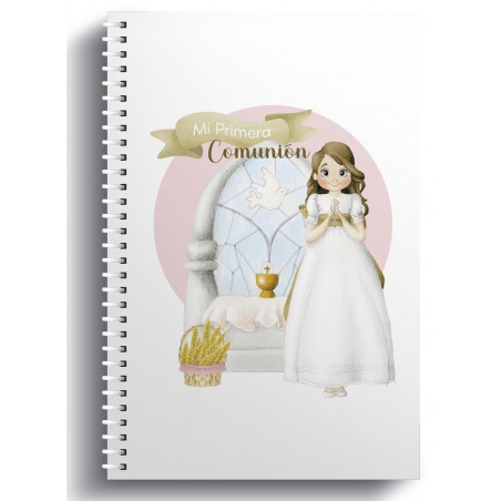 Libreta de primera comunión con bolígrafo pompon