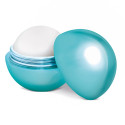 Bálsamo de labio con protección solar en forma de esfera azul presentada en bolsa rústica con adhesivo de comunión