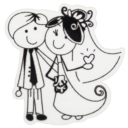 Espejo de bolso con aumento en color transparente con adhesivo de pareja de novios