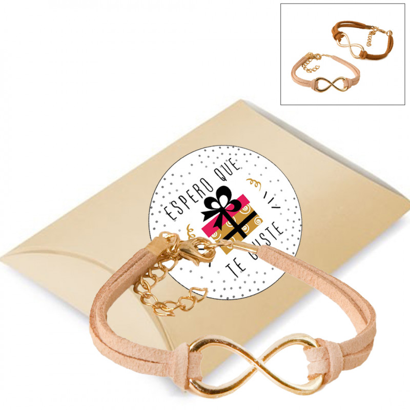 Pulsera infinito con cierre de cadena en caja para regalos de amigo invisible personalizada