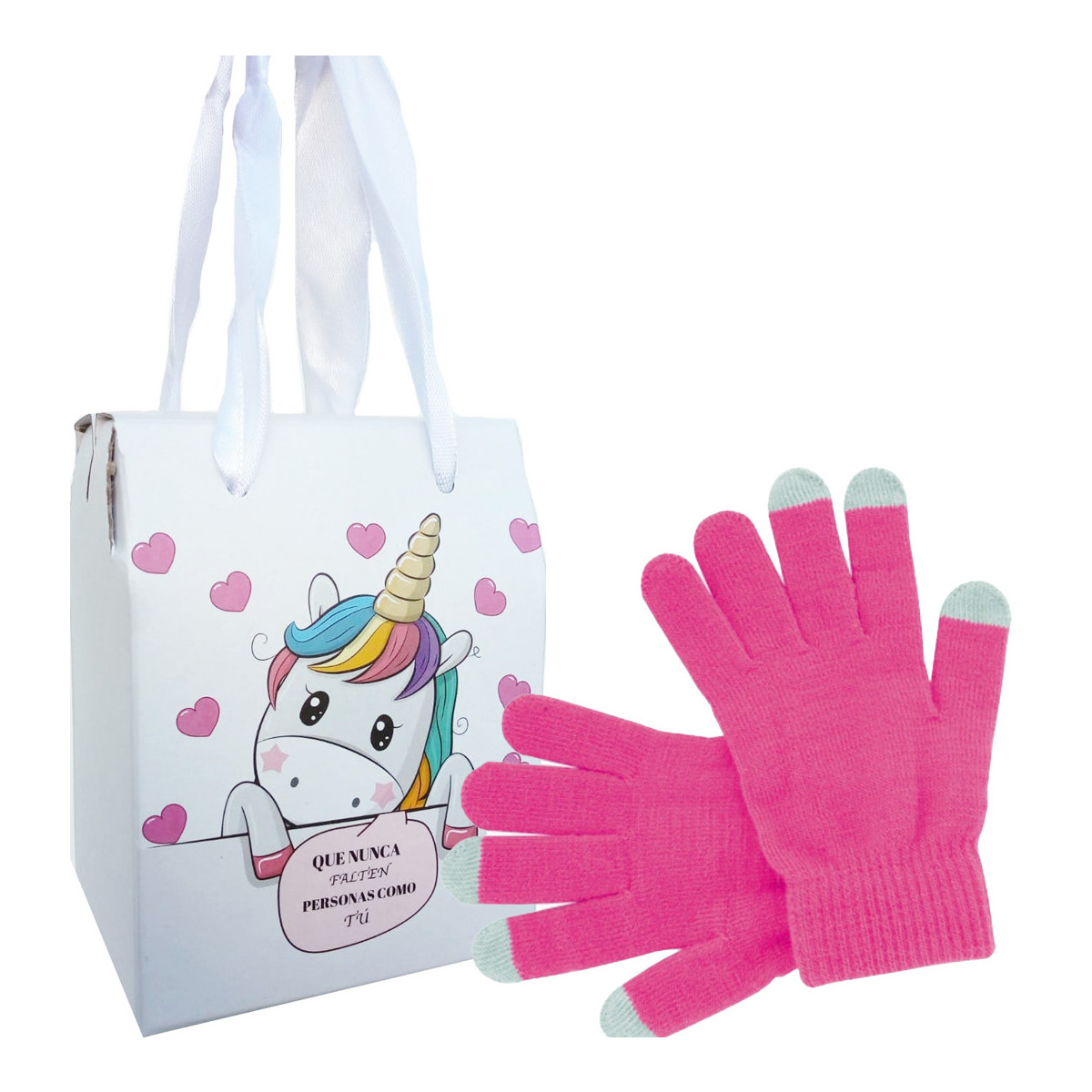 Guantes tactil en caja unicornio para regalos de amigas