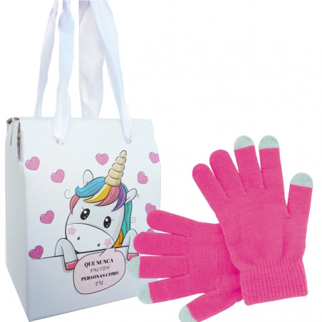 Guantes tactil con caja de regalo de unicornio especial para regalos de amigas