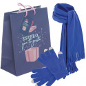 Guantes tactil y bufanda polar en bolsa de papel como regalo unisex y adolescentes