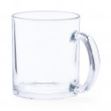 Taza de cristal con asa con adhesivo para detalle de bodas