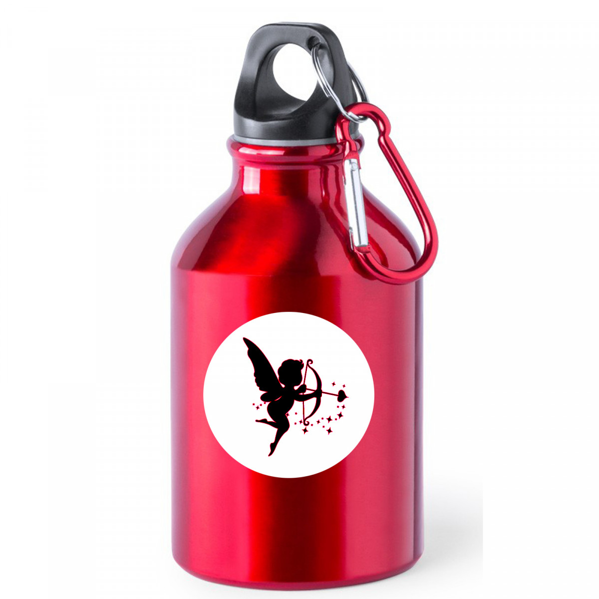 Botella de aluminio en color rojo personalizada con adhesivo para regalo de san valentín