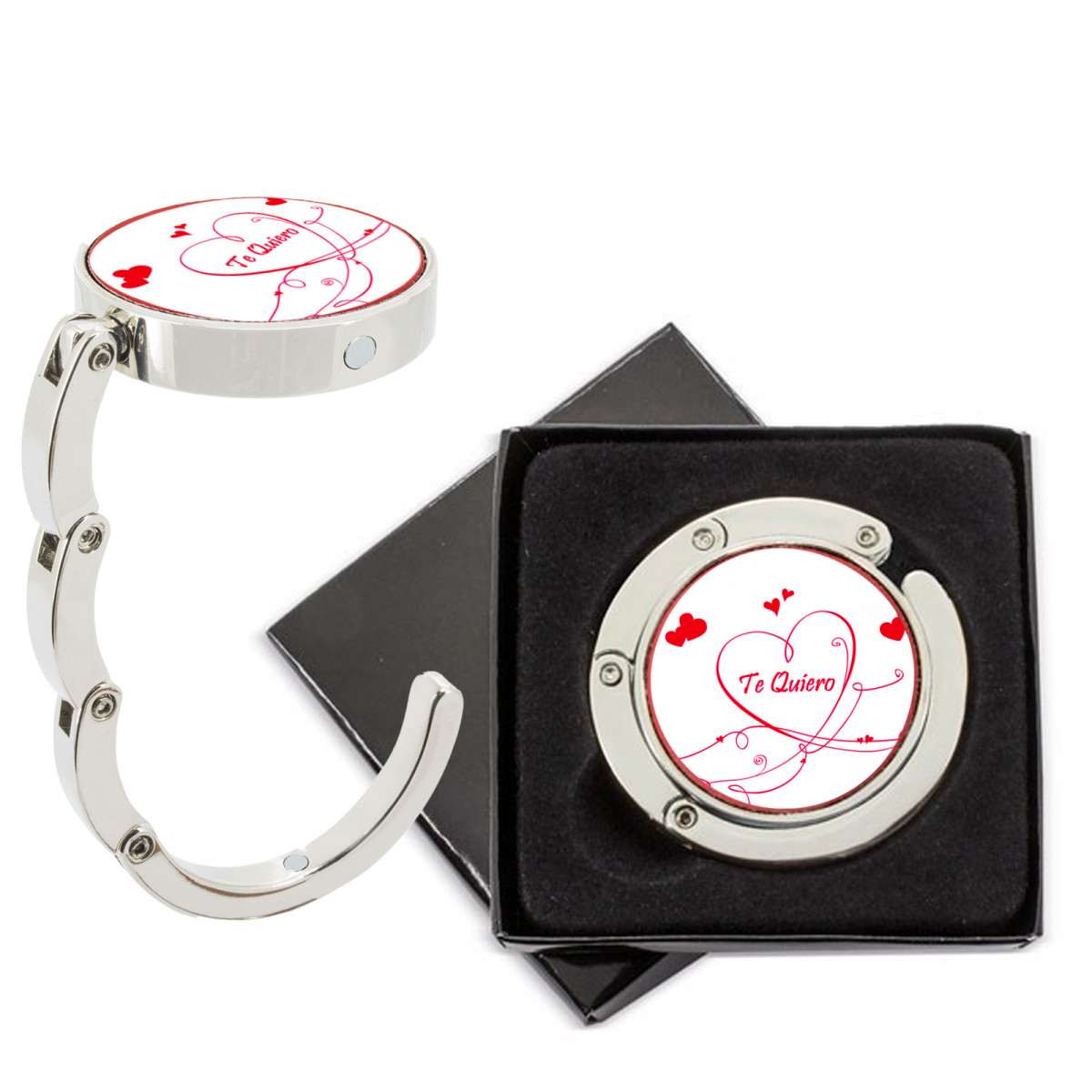 Cuelga bolso plegable para el bolso con adhesivo para regalar en san valentín personalizado