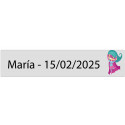 Adhesivo rectangular transparente 5 x 1 niña superheroína personalizado con nombre y fecha