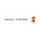 Adhesivo rectangular 5 x 1 superhéroe personalizado con nombre y fecha