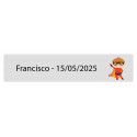Adhesivo rectangular transparente 5 x 1 superhéroe personalizado con nombre y fecha