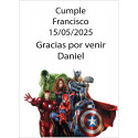 Marcadores fluorescentes en sobre rojo decorado con adhesivos marvel para regalo personalizado