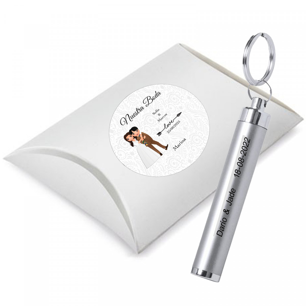 Linterna delgada personalizada con adhesivo transparente y caja de regalo