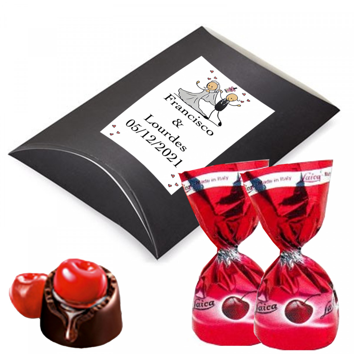 Bombones de licor de cereza en cajita de regalo
