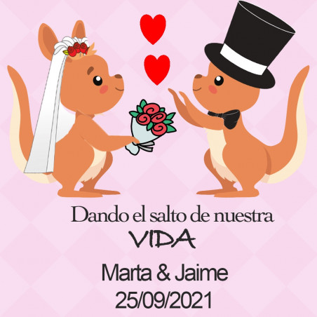 Abridor tapón de corcho en forma de botella con adhesivo personalizado para bodas
