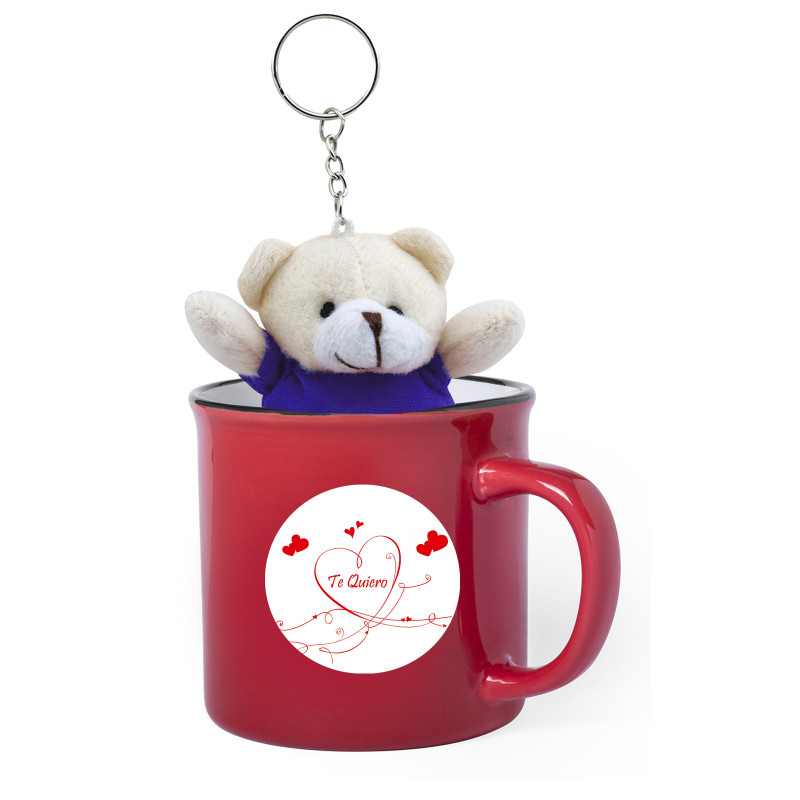 Taza con peluche de osito para regalo de san valentín de mujer