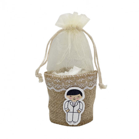 Bolsa comunión niño con cesta para detalles pequeños