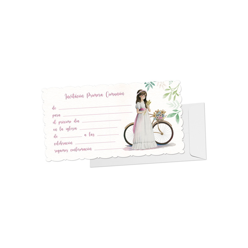 Blister 10 tarjetas de invitación de primera Comunión niña