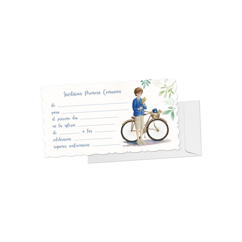 Blister 10 tarjetas de invitación de primera Comunión niño