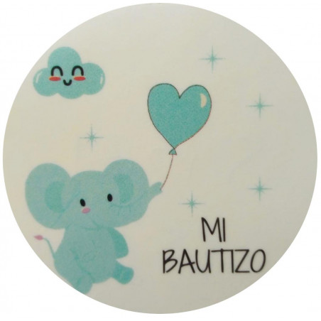 Pañuelo de mujer presentado en tarro transparente con adhesivo de bautizo