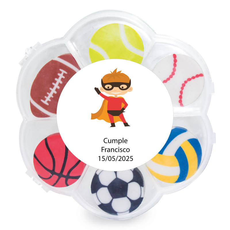 Gomas de borrar deportivas con adhesivo para personalizar