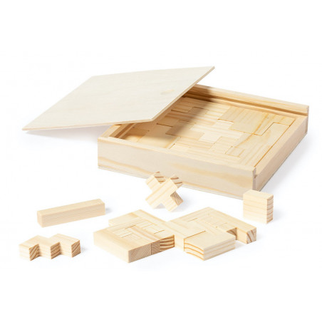 Puzzle tetris madera presetando en caja