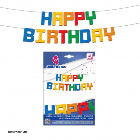Guirnalda de letras de feliz cumpleaños en inglés