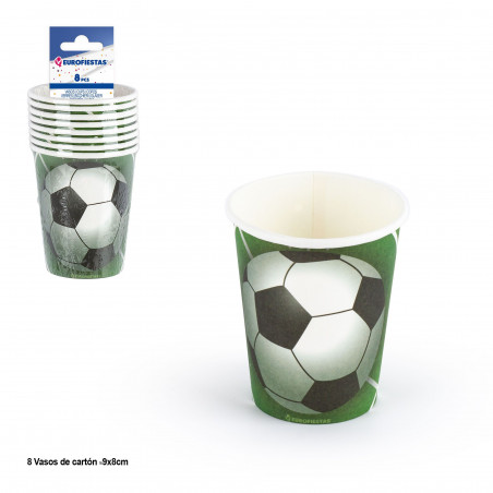Pack de 8 vasos desechables de fútbol
