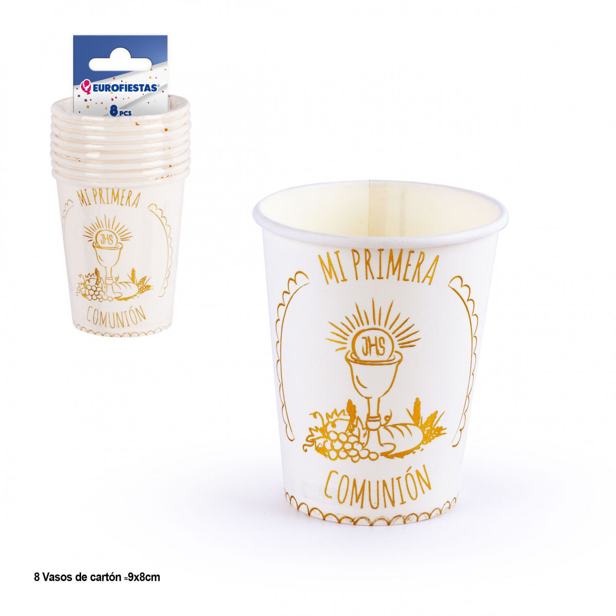 Pack de 8 vasos desechables de comunión