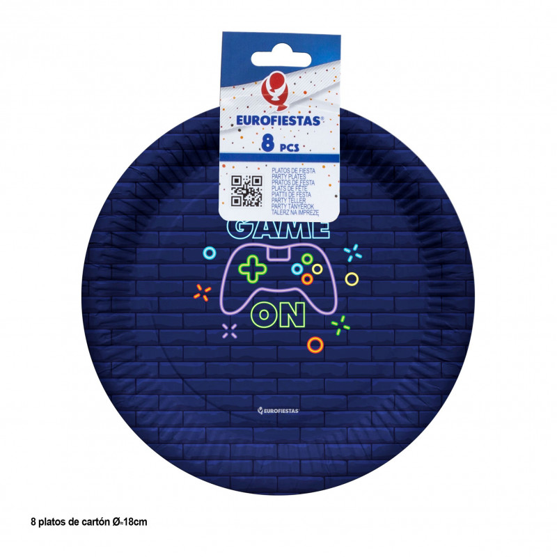 Pack de 8 platos desechables game