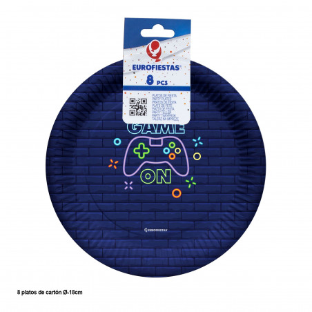 Pack de 8 platos desechables game