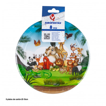 Pack de 8 platos desechables animalitos