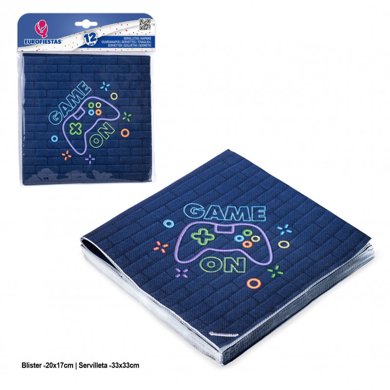 Pack de 12 servilletas de papel para fiestas game