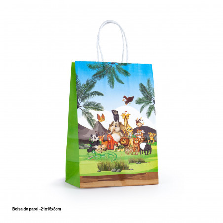 Bolsa de papel infantil con animalitos