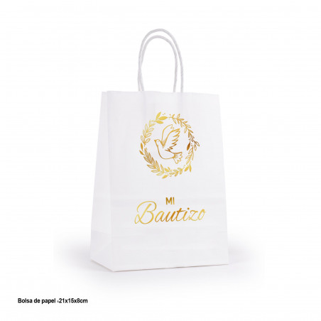 Bolsa de papel blanca para bautizo