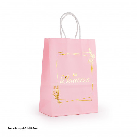 Bolsa de papel para bautizo de niña