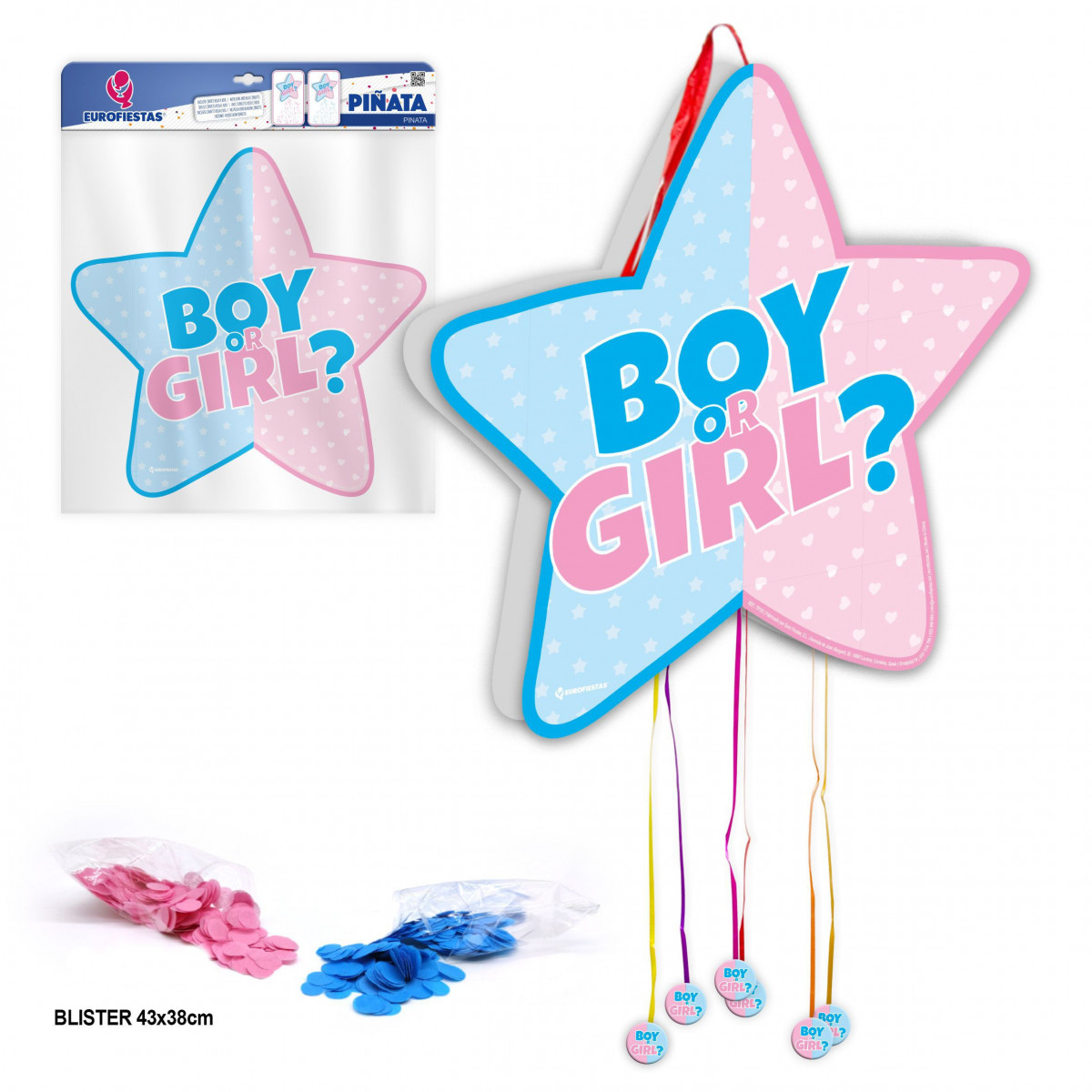 Piñata niña o niño en forma de estrella
