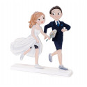 Figura de tartas de madera novios corredores de running