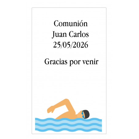 Adhesivo grande motivo natación personalizado con texto