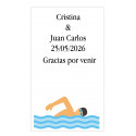 Adhesivo grande motivo natación personalizado con texto