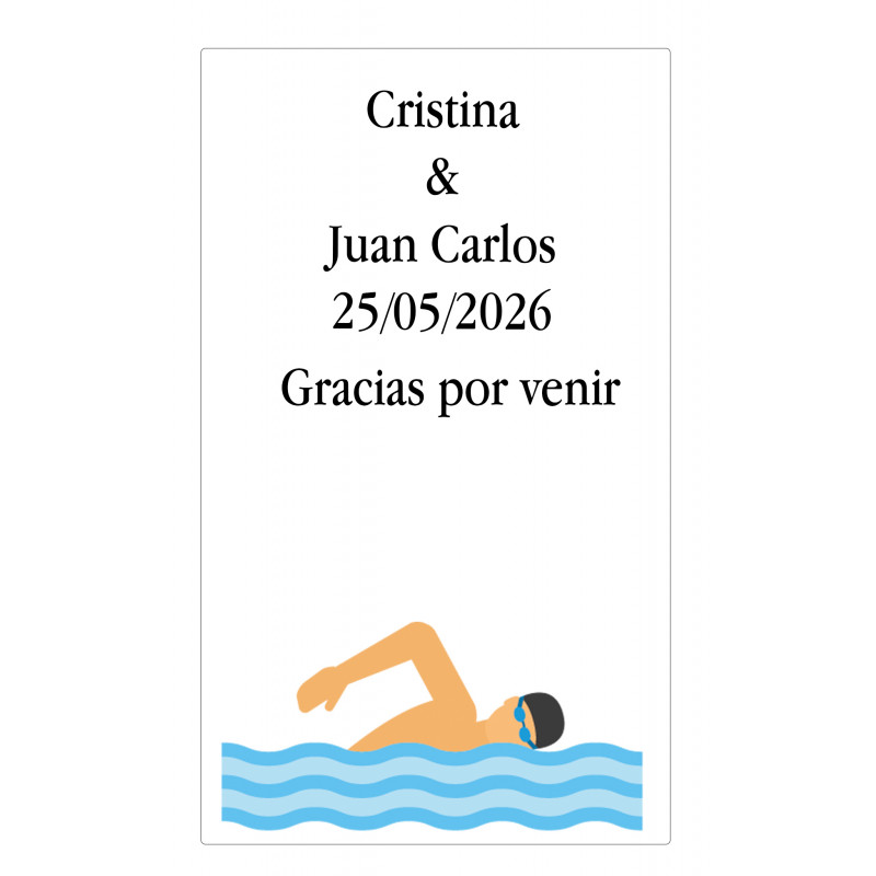 Adhesivo grande motivo natación personalizado con texto