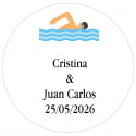 Adhesivo 3cm redondo pequeño personalizado con nombres y fecha