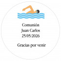 Adhesivo redondo 5cm personalizado con nombres fecha y frase de agradecimiento