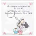Llavero novios recién casados con tarjeta personalizada